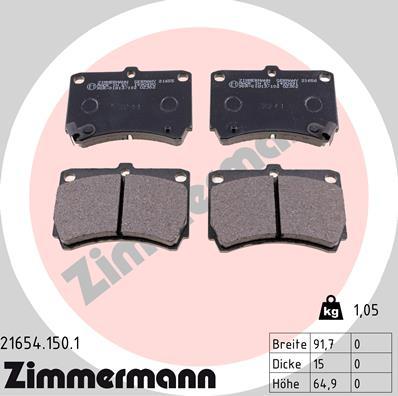 Zimmermann 21654.150.1 - Тормозные колодки, дисковые, комплект autosila-amz.com