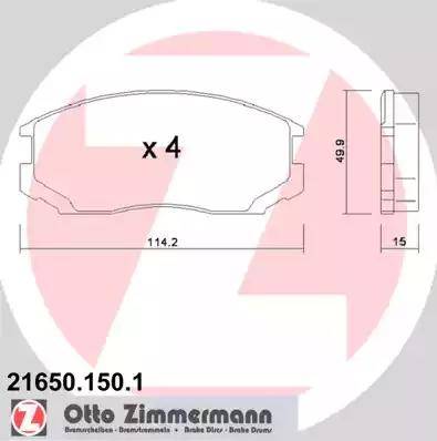 Zimmermann 21650.150.1 - Тормозные колодки, дисковые, комплект autosila-amz.com