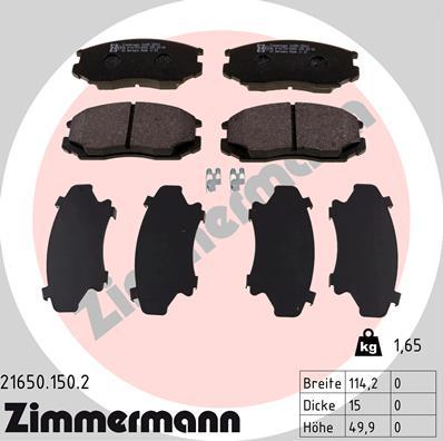 Zimmermann 21650.150.2 - Тормозные колодки, дисковые, комплект autosila-amz.com