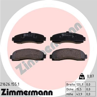 Zimmermann 21626.155.1 - Тормозные колодки, дисковые, комплект autosila-amz.com