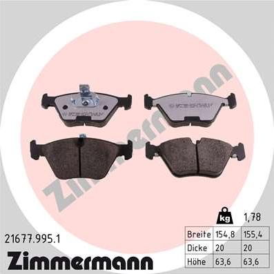 Zimmermann 21677.995.1 - Тормозные колодки, дисковые, комплект autosila-amz.com