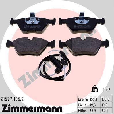 Zimmermann 21677.195.2 - Тормозные колодки, дисковые, комплект autosila-amz.com