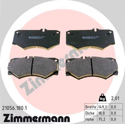 Zimmermann 21056.180.1 - Тормозные колодки, дисковые, комплект autosila-amz.com