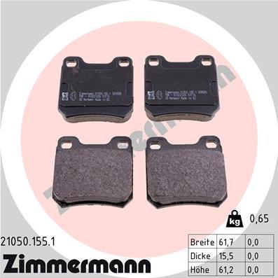 Zimmermann 21050.155.1 - Тормозные колодки, дисковые, комплект autosila-amz.com