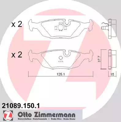 Zimmermann 21089.150.1 - Тормозные колодки, дисковые, комплект autosila-amz.com
