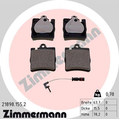 Zimmermann 21898.155.2 - Тормозные колодки, дисковые, комплект autosila-amz.com