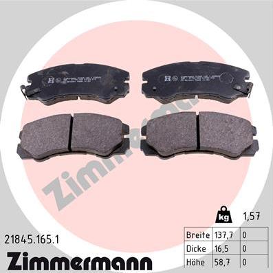 Zimmermann 21845.165.1 - Тормозные колодки, дисковые, комплект autosila-amz.com