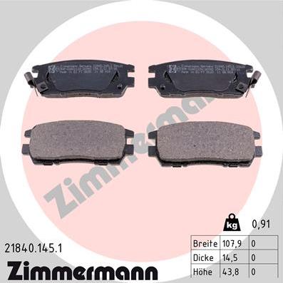 Zimmermann 21840.145.1 - Колодки тормозные дисковые autosila-amz.com