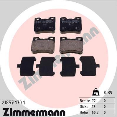 Zimmermann 21857.170.1 - Тормозные колодки, дисковые, комплект autosila-amz.com