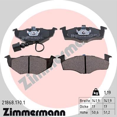 Zimmermann 21868.170.1 - Тормозные колодки, дисковые, комплект autosila-amz.com
