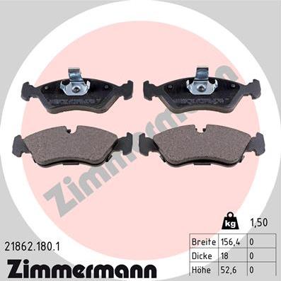 Zimmermann 21862.180.1 - Тормозные колодки, дисковые, комплект autosila-amz.com