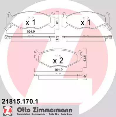 Zimmermann 21815.170.1 - Тормозные колодки, дисковые, комплект autosila-amz.com