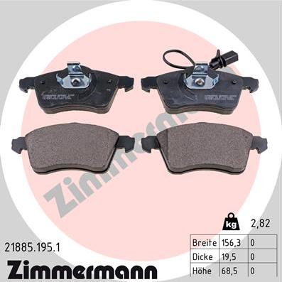 Zimmermann 21885.195.1 - Тормозные колодки, дисковые, комплект autosila-amz.com