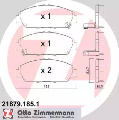 Zimmermann 21879.185.1 - Тормозные колодки, дисковые, комплект autosila-amz.com