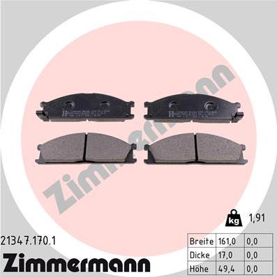 Zimmermann 21347.170.1 - Тормозные колодки, дисковые, комплект autosila-amz.com