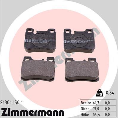 Zimmermann 21301.150.1 - Тормозные колодки, дисковые, комплект autosila-amz.com