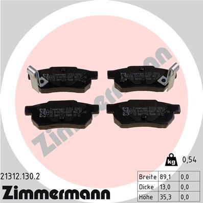 Zimmermann 21312.130.2 - Тормозные колодки, дисковые, комплект autosila-amz.com