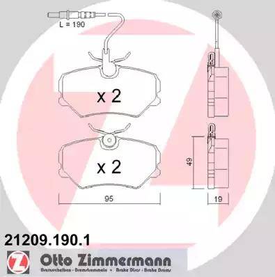 Zimmermann 21209.190.1 - колодки дисковые торм. перед. Peug autosila-amz.com
