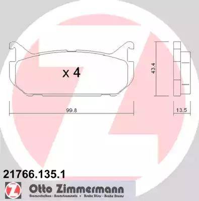 Zimmermann 21766.135.1 - Тормозные колодки, дисковые, комплект autosila-amz.com