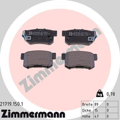 Zimmermann 21719.150.1 - Тормозные колодки, дисковые, комплект autosila-amz.com
