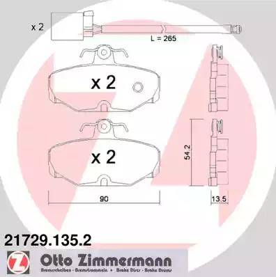 Zimmermann 21729.135.2 - Тормозные колодки, дисковые, комплект autosila-amz.com