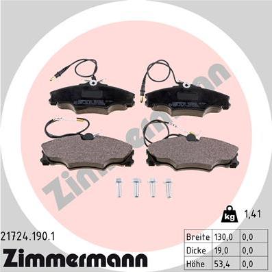 Zimmermann 21724.190.1 - Тормозные колодки, дисковые, комплект autosila-amz.com