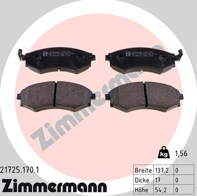 Zimmermann 21725.170.1 - Тормозные колодки, дисковые, комплект autosila-amz.com