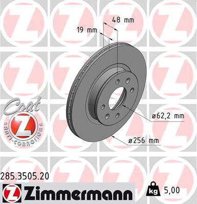 Zimmermann 285.3505.20 - Тормозной диск autosila-amz.com