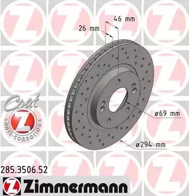 Zimmermann 285.3506.52 - Тормозной диск autosila-amz.com