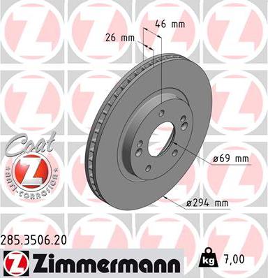 Zimmermann 285.3506.20 - Тормозной диск autosila-amz.com