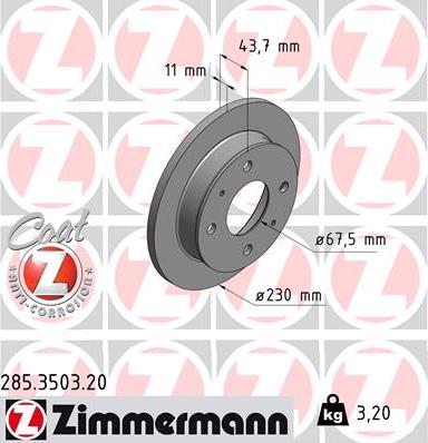 Zimmermann 285.3503.20 - Тормозной диск autosila-amz.com