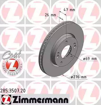 Zimmermann 285.3507.20 - Тормозной диск autosila-amz.com