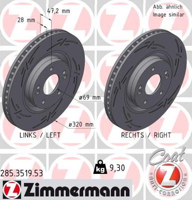 Zimmermann 285.3519.53 - Тормозной диск autosila-amz.com