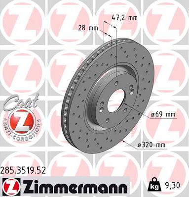 Zimmermann 285.3519.52 - Тормозной диск autosila-amz.com