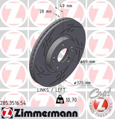 Zimmermann 285.3516.54 - Тормозной диск autosila-amz.com