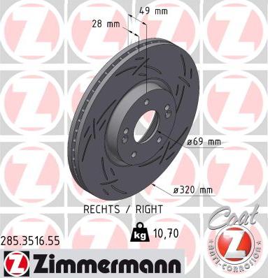 Zimmermann 285.3516.55 - Тормозной диск autosila-amz.com