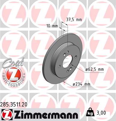 Zimmermann 285.3511.20 - Тормозной диск autosila-amz.com