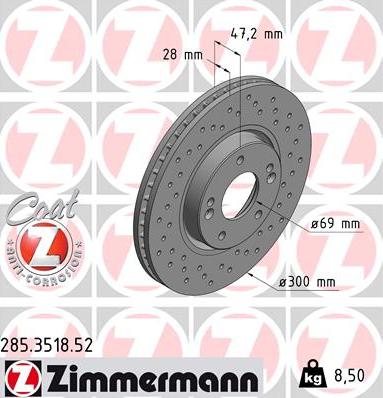 Zimmermann 285.3518.52 - Тормозной диск autosila-amz.com