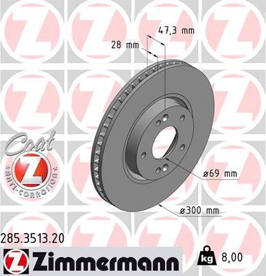 Zimmermann 285.3513.20 - Тормозной диск autosila-amz.com