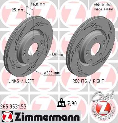 Zimmermann 285.3531.53 - Тормозной диск autosila-amz.com