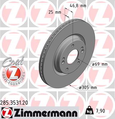 Zimmermann 285.3531.20 - Тормозной диск autosila-amz.com