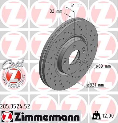 Zimmermann 285.3524.52 - Тормозной диск autosila-amz.com