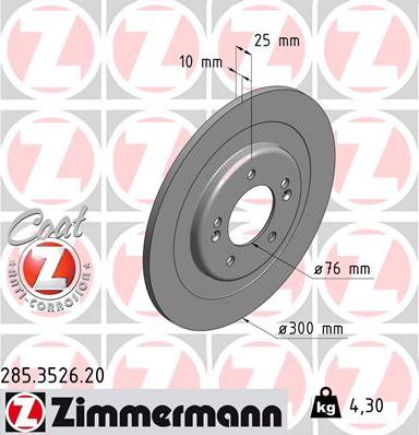 Zimmermann 285.3526.20 - Тормозной диск autosila-amz.com