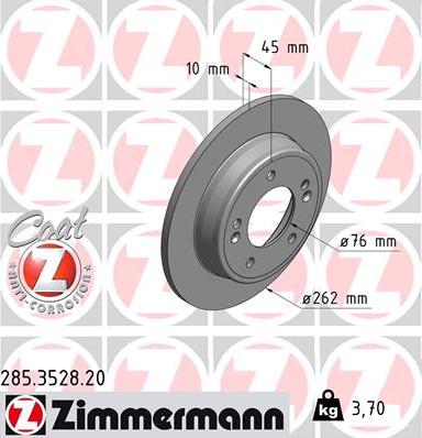Zimmermann 285.3528.20 - Тормозной диск autosila-amz.com