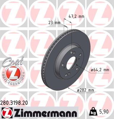 Zimmermann 280.3198.20 - Тормозной диск autosila-amz.com