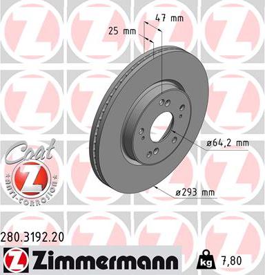 Zimmermann 280.3192.20 - Тормозной диск autosila-amz.com
