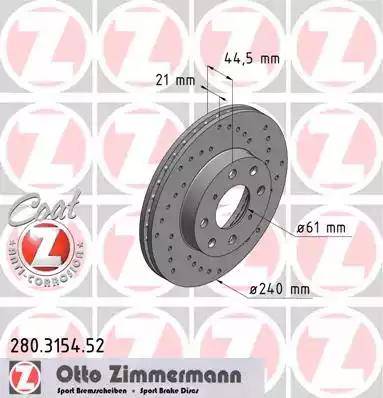 Zimmermann 280.3154.52 - Тормозной диск autosila-amz.com