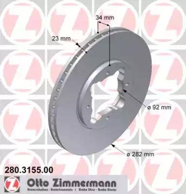 Zimmermann 280.3155.00 - Тормозной диск autosila-amz.com