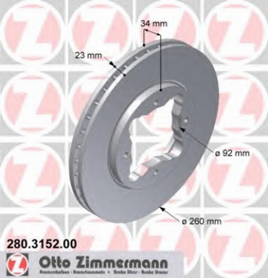Zimmermann 280 3152 00 - Тормозной диск autosila-amz.com