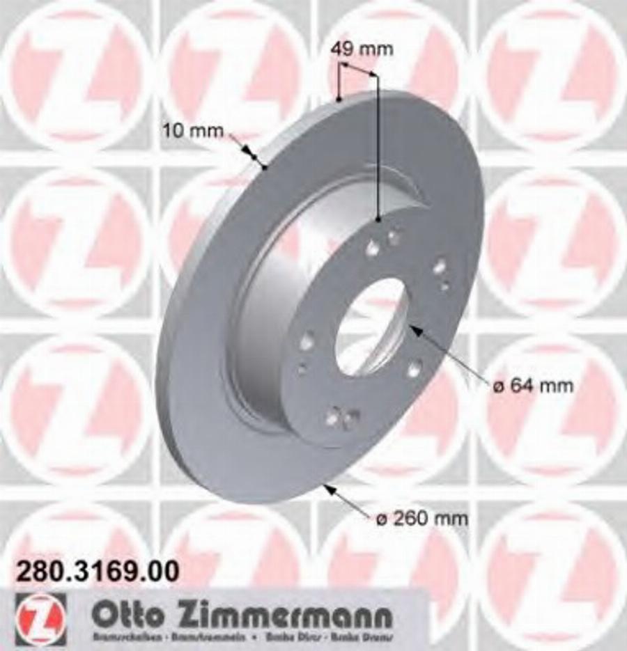 Zimmermann 280.3169.00 - Тормозной диск autosila-amz.com